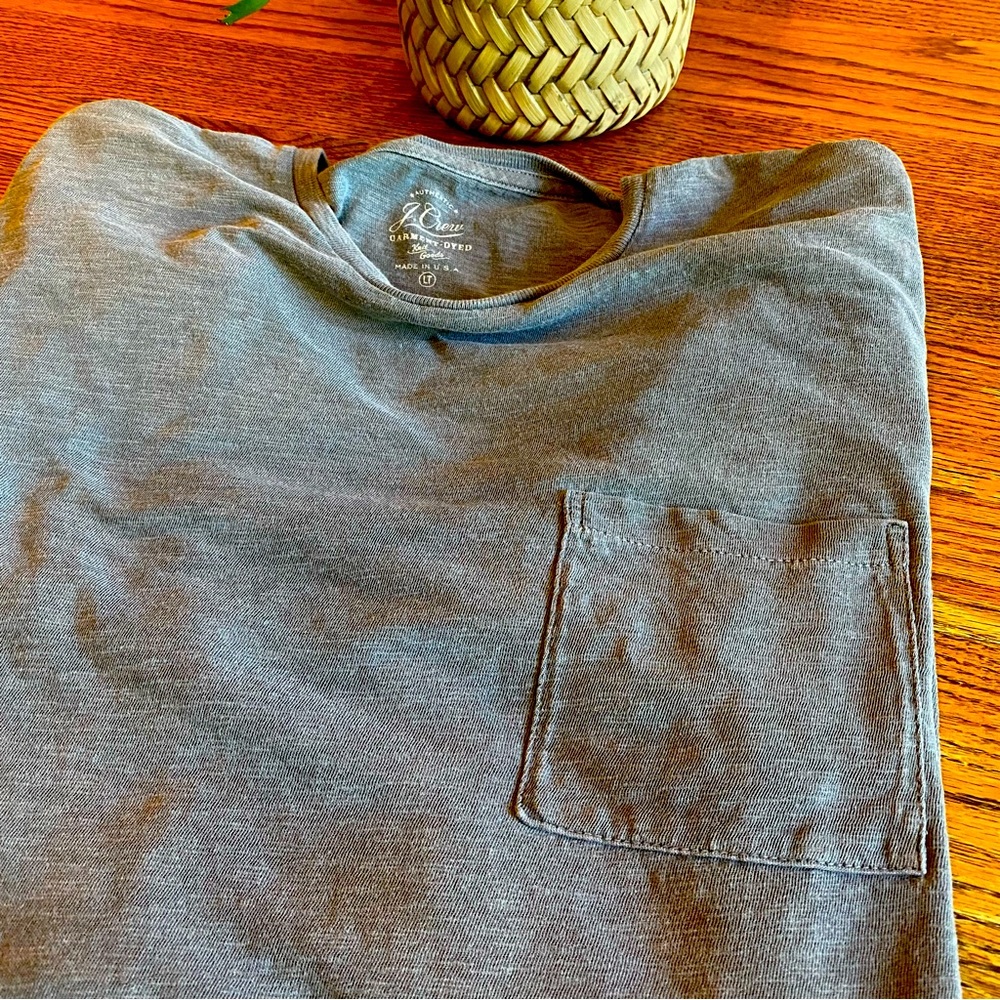 J.Crew Made in USA Long Sleeve Pocket T-Shirt in Large Tall Light Grey